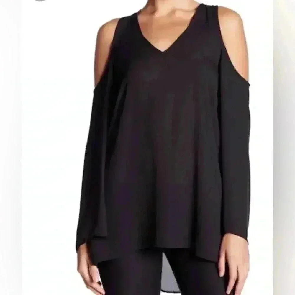Philosophy Cold Shoulder Black Blouse